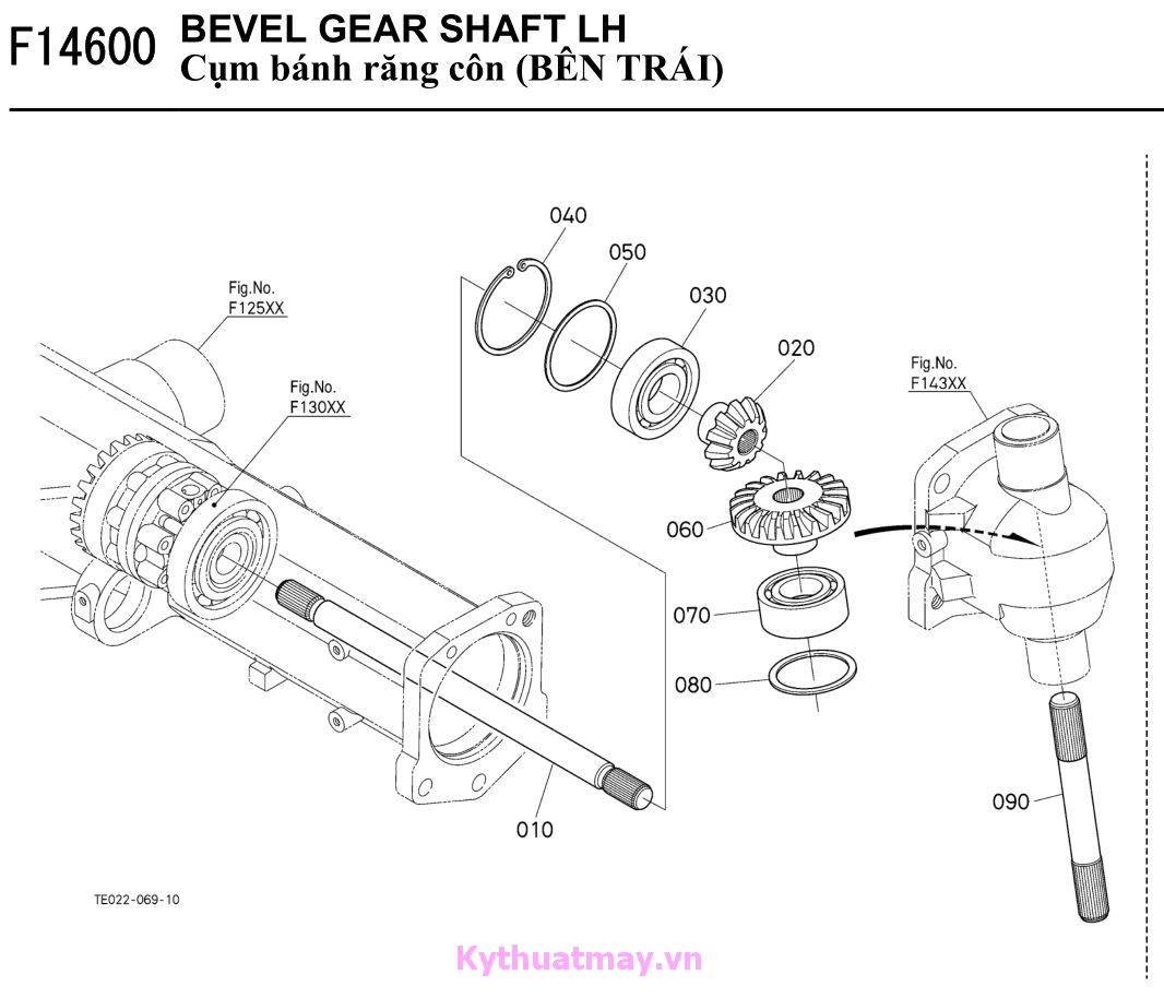 Cụm bánh răng côn bên trái